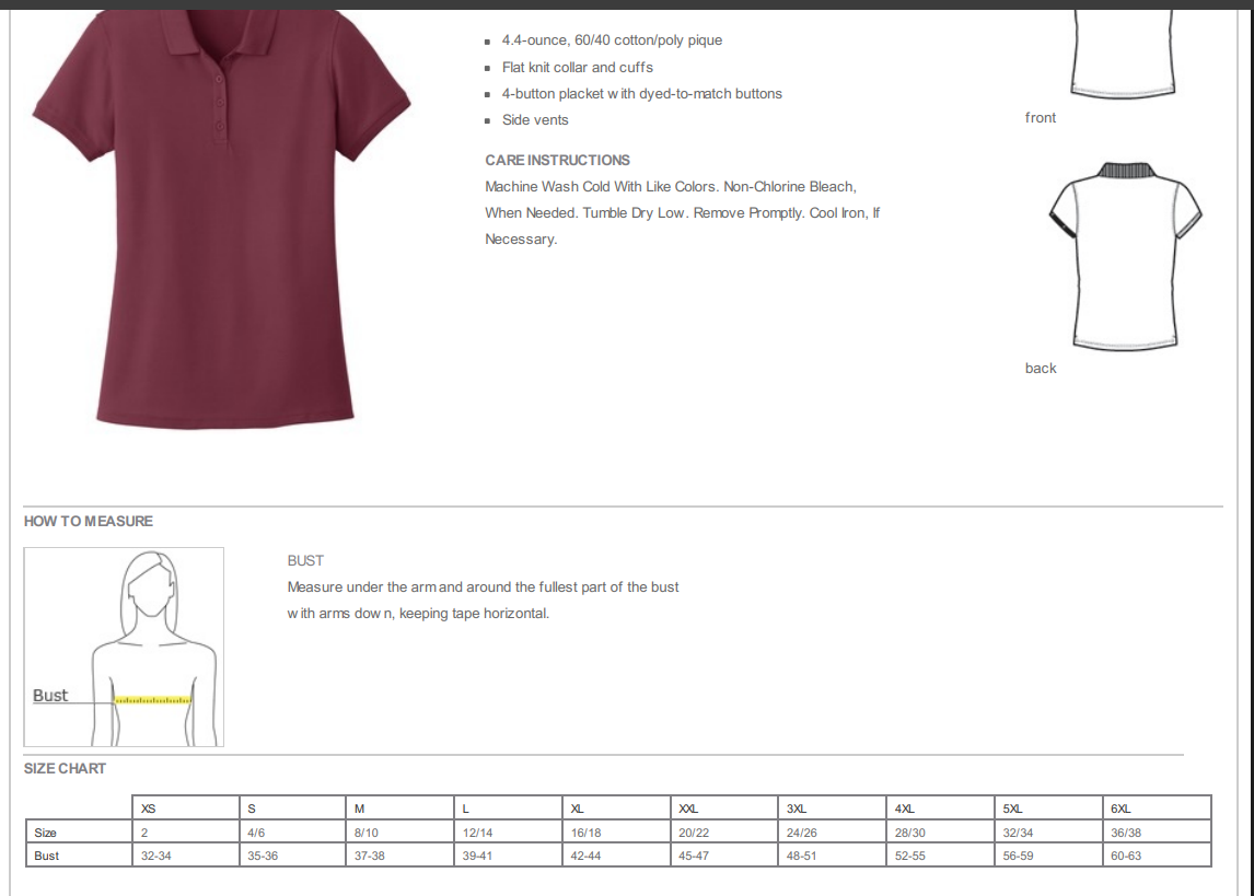Assistance League Ladies Classic Pique polo L100