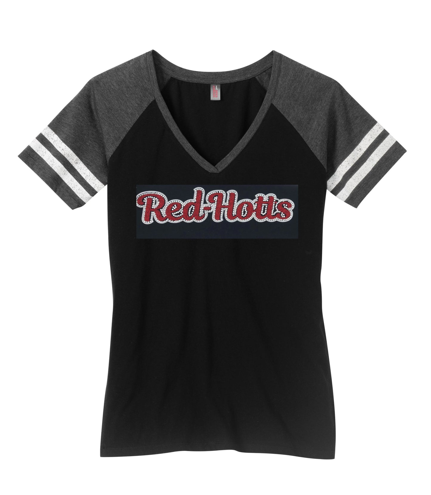 Red Hotts Glitter Bling Ladies V neck DM476