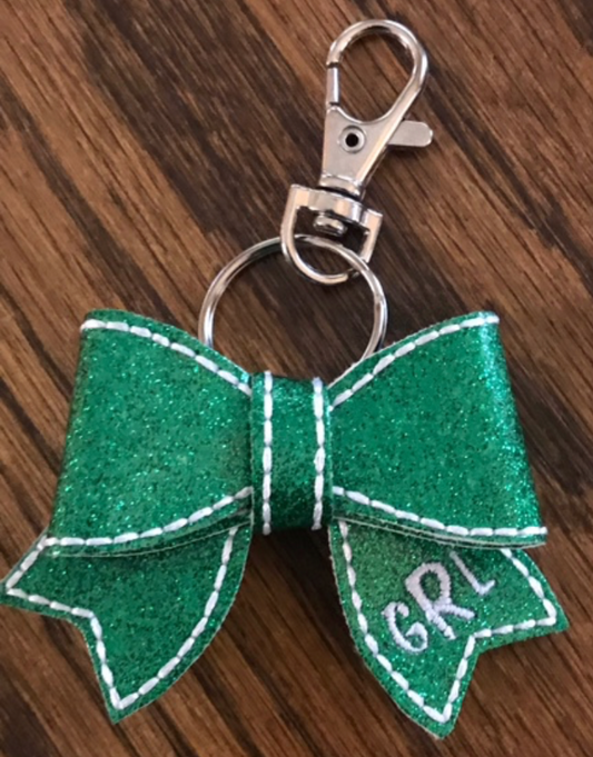 Bow Key Chain With Monogram